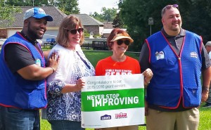 Pictured (left to right) are Lowe's Siegen assistant manager Aaron Moses, STEM teacher Armetta Wright, principal Kim Dipalma, and store manager Mike Pitt.